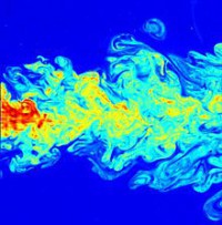 False color image of the far field of a submerged turbulent jet